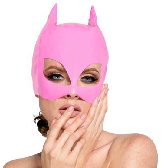 Pinke Kopfmaske aus Lack 